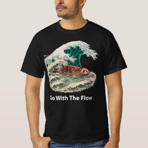 Sea Otter Go With The Flow - Great Wave Japanese  T-Shirt