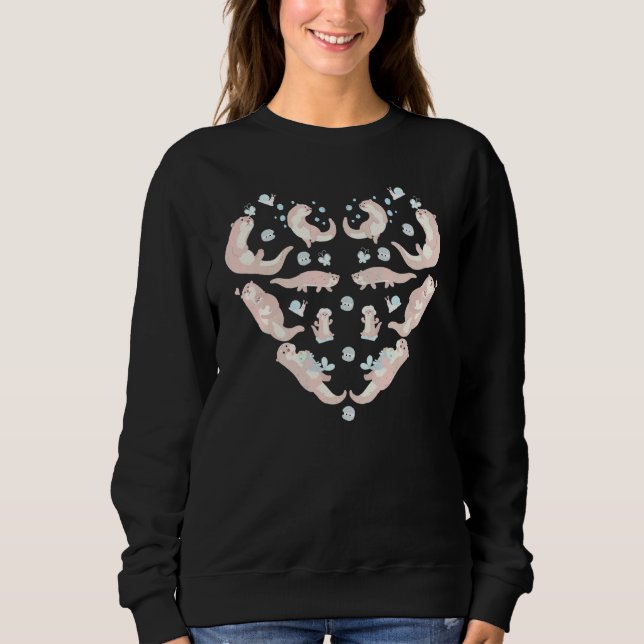 Sea Otter Heart Wildlife Wild Animal Giant Otter Sweatshirt (Front)