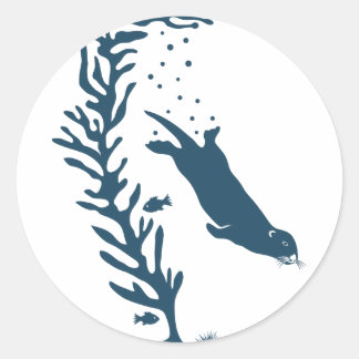 sea otter kelp forest california marine ocean classic round sticker