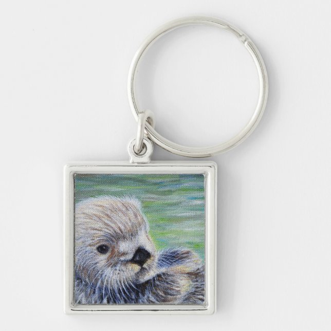 Sea Otter Painting Key Ring (Front)