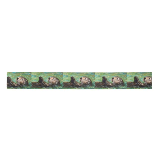 Sea Otter Painting Satin Ribbon (Front)