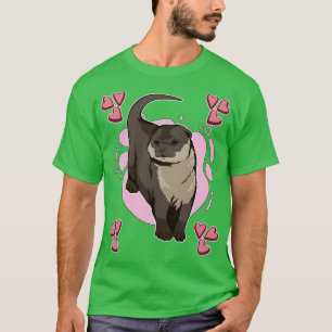 Sea Otter Pink Heart Design Otter T-Shirt
