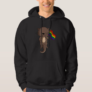 Sea Otter Rainbow Flag Animal Lover Hoodie