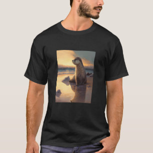 Sea Otter Retro Sunset Cute Otter 2 T-Shirt