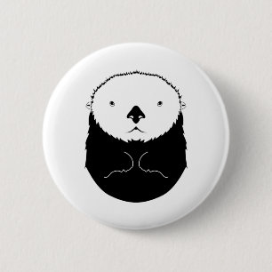Sea Otter Silhouette  6 Cm Round Badge