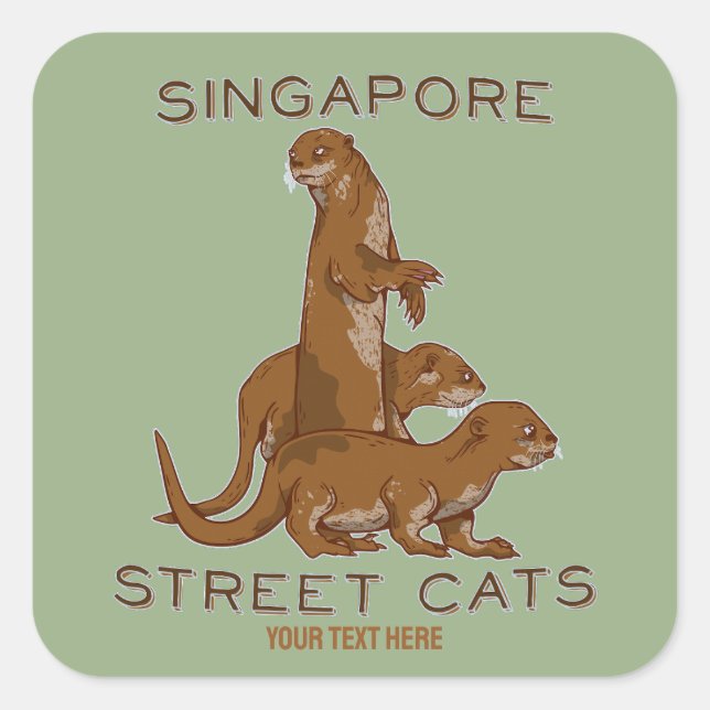 Sea Otter Singapore Street Cats Square Sticker (Front)