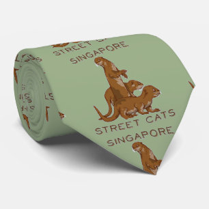 Sea Otter Singapore Street Cats Tie