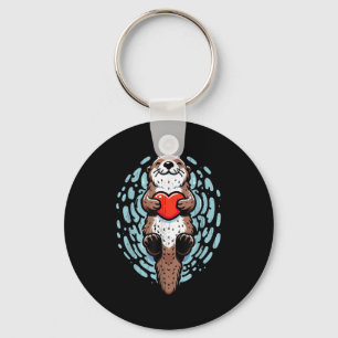 Sea Otter Valentines Heart Lover Funny Boys Men Gi Key Ring