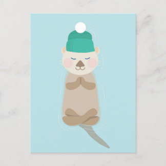 Sea Otter Winter Meditating Holiday Christmas Card