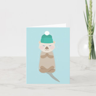 Sea Otter Winter Zen Holiday Christmas Card