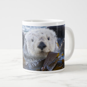Sea otter wrapped in kelp large coffee mug