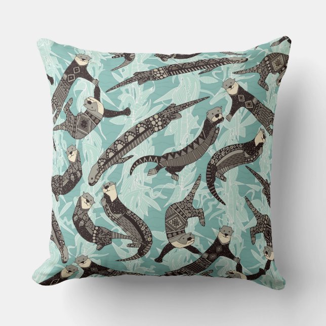 sea otters blue cushion (Front)
