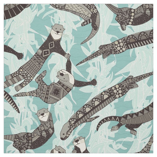 sea otters blue fabric (Swatch)