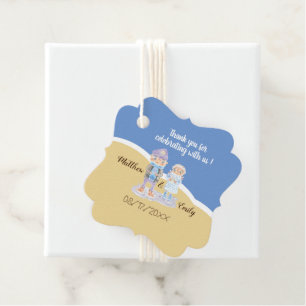 Sea Otters Cartoon Beach Wedding Favour Tags