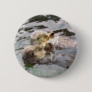 Sea Otters Holding Hands 6 Cm Round Badge