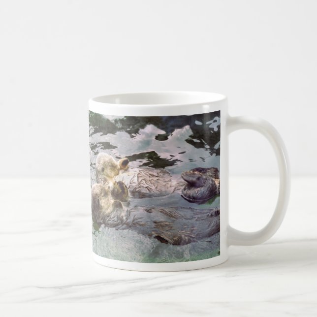 Sea Otters Holding Hands Coffee Mug (Right)