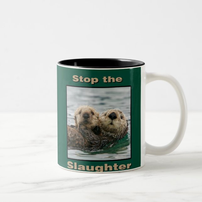 Sea Otters - Stop the Slaughter Two-Tone Coffee Mug (Right)