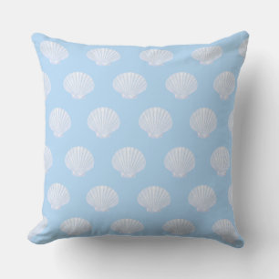 Sea oyster blue shell pattern on sky blue cushion