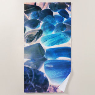 Sea oyster shell, colours changed blue to grey beach towel