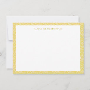 Sea Paisley Pattern Yellow Monogram Card