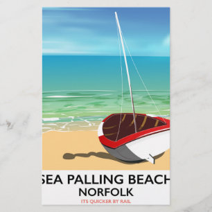 Sea Palling Beach Norfolk beach poster Stationery
