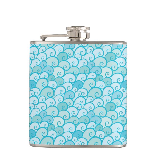 Sea Pattern Hip Flask (Front)
