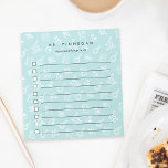 Sea | Personalised Science Teacher To-Do List Notepad<br><div class="desc">Wow your child's favourite teacher at the holidays or teacher appreciation week with this cool personalised to-do list notepad featuring a science themed pattern of microscopes, beakers, atoms, and books on a pastel sea green background. Personalise with your science teacher's name and an additional line of custom text (shown with...</div>