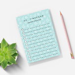 Sea | Personalised Science Teacher To-Do List Post-it Notes<br><div class="desc">Wow your child's favourite teacher at the holidays or teacher appreciation week with these cool personalised to-do list post-it notes featuring a science themed pattern of microscopes, beakers, atoms, and books on a pastel sea green background. Personalise with your science teacher's name and an additional line of custom text (shown...</div>