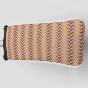 Sea Pink and Gold Herringbone Golf Head Cover