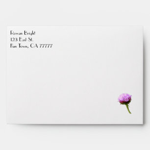 Sea pink, pink floral with “love” on stem envelope