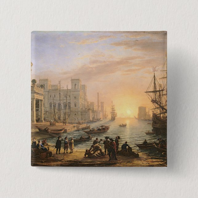 Sea Port at Sunset, 1639 15 Cm Square Badge (Front)