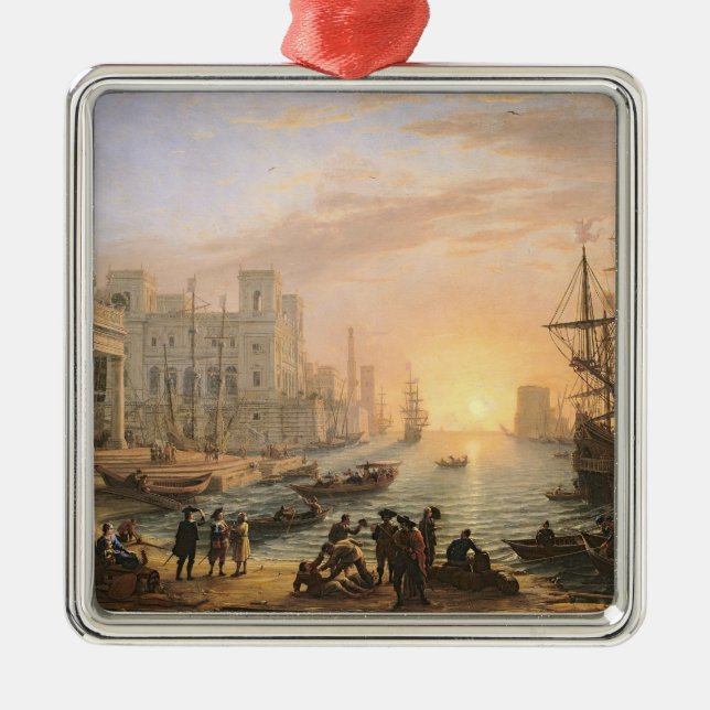 Sea Port at Sunset, 1639 Metal Tree Decoration (Front)