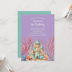 Sea Princess Sand Castle Fairytale Birthday Invitation
