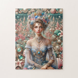 Sea Princess Seashell Jeweled Royal Beach Jigsaw Puzzle