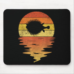 Sea Pufferfish Shirt Retro Sunset 70s Vintage Puff Mouse Pad