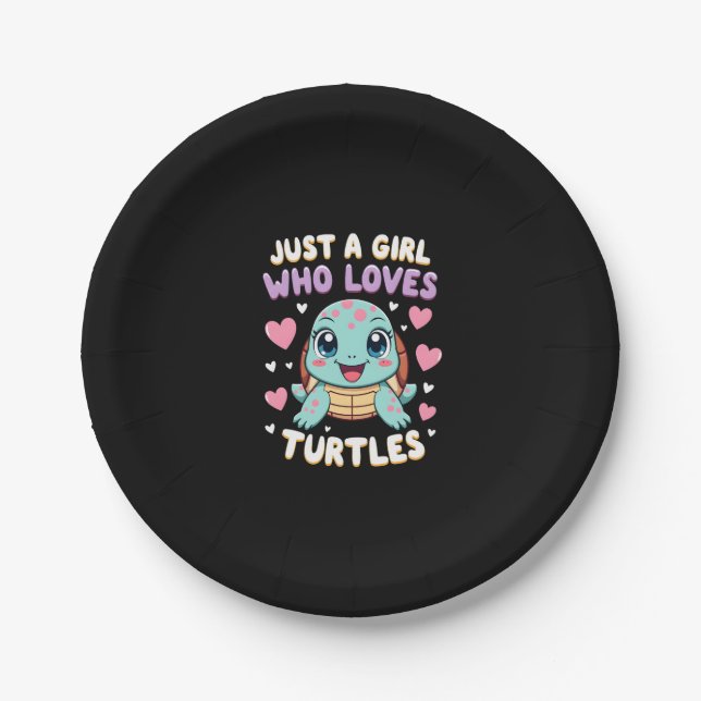 Sea Reptile Turtle Lovers Just A Girl Who Loves Tu Paper Plate (Front)