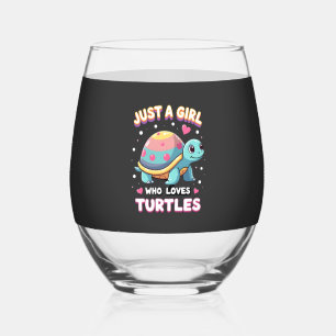 Sea Reptile Turtle Lovers Just A Girl Who Loves Tu Stemless Wine Glass