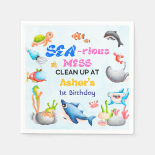 Sea-riously Fun Ocean Protector Educational Party  Napkin