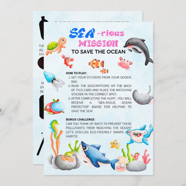 Sea-riouslyFun Ocean Protector Scavenger Hunt Card (Front/Back)