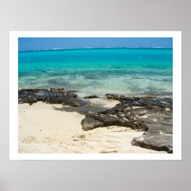 Sea Rocks Sand Beach Vanuatu Island Landscape Poster (Front)