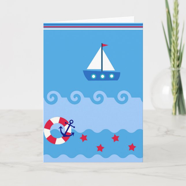 Sea Sailboat Greeting Card with place for you text (Front)