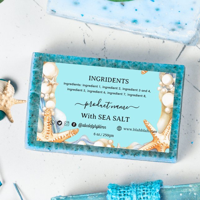 SEA SALT Homemade Soap Label Rectangle (Creator Uploaded)