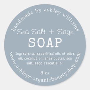 Sea Salt + Sage Soap Handmade Skincare Packaging Classic Round Sticker