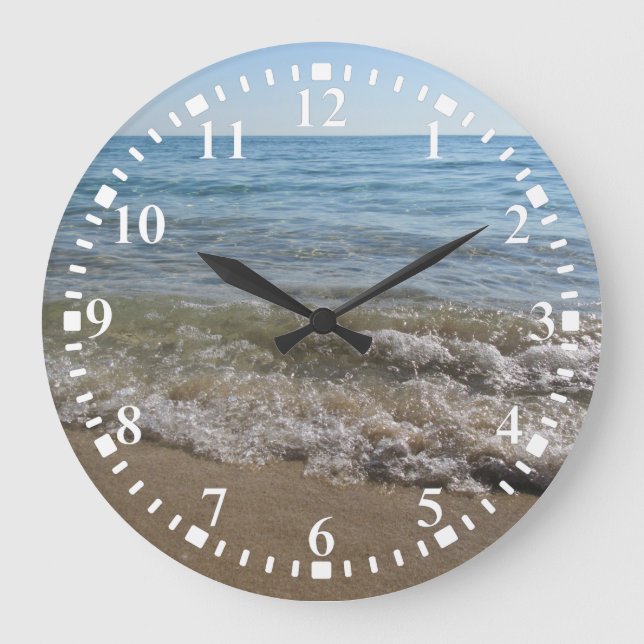 Sea & Sand Beach Waves Large Clock (Front)