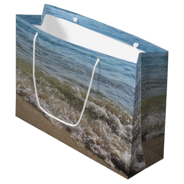 Sea & Sand Beach Waves   Large Gift Bag (Front Angled)