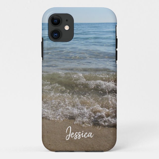 Sea & Sand Beach Waves Personalised Name Case-Mate iPhone Case (Back)