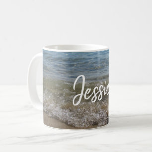 Sea & Sand Beach Waves Personalized Name Coffee Mug