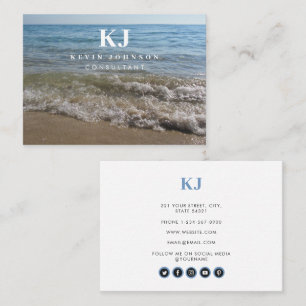Sea & Sand Beach Waves Social Media Icons Business Card
