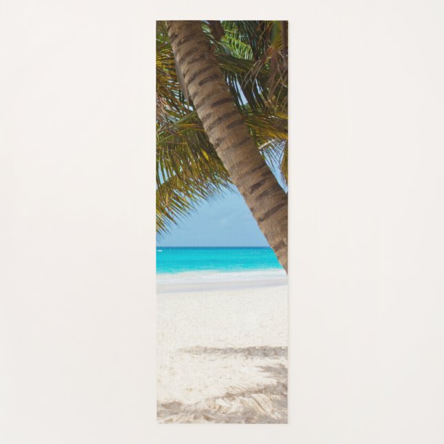 Sea Sand Palms Blue Sky Fitness Elegant Template Yoga Mat (Front)