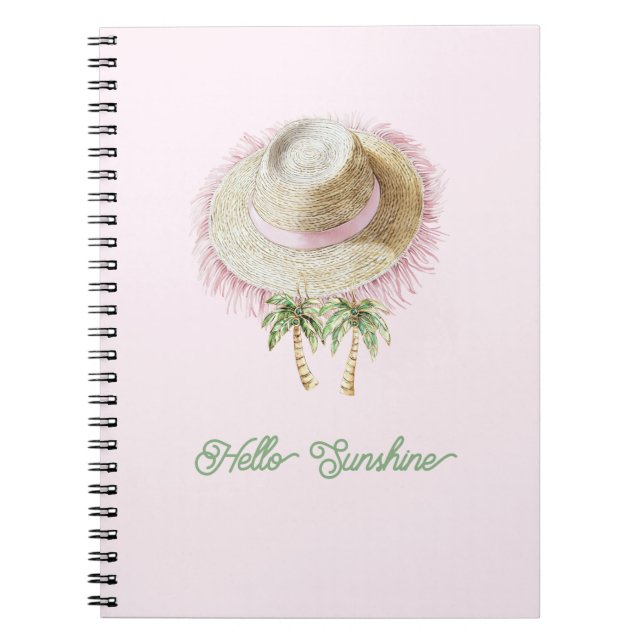Sea Sand Sun Straw Hat Palm Trees Sunshine Notebook (Front)